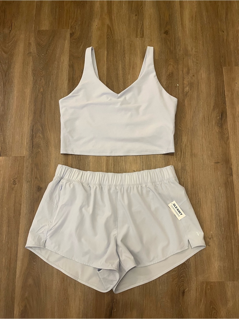 Old Navy Light Blue Crop Tank and Shorts Workout Set NWT
